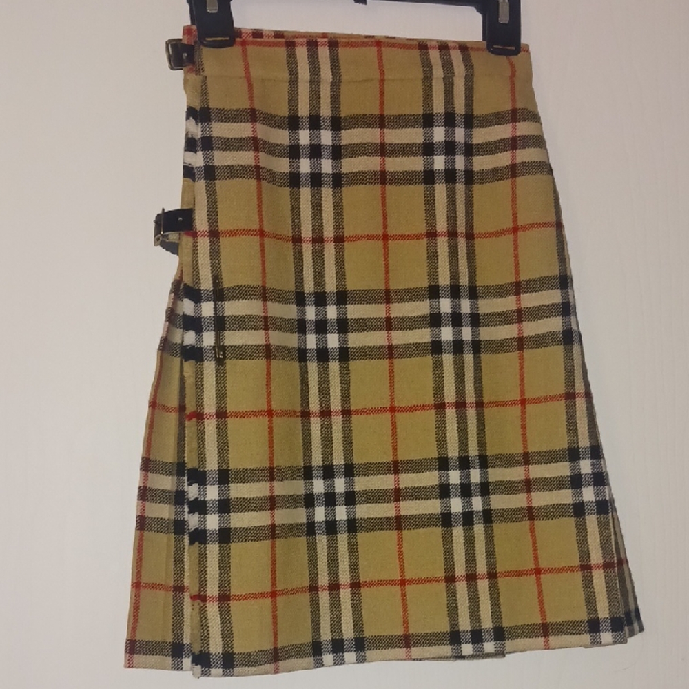 Vintage Burberrys Novacheck Pleated Wrap Skirt